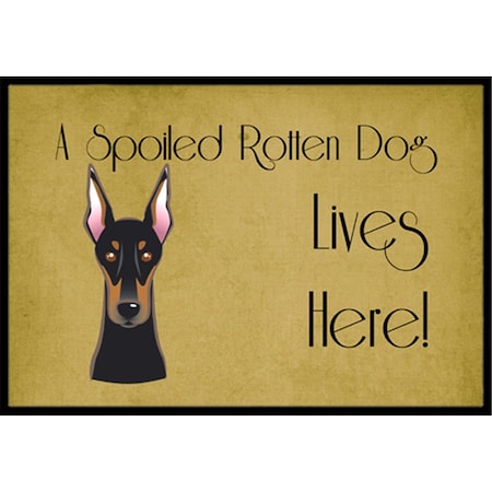 Carolines Treasures Doberman Spoiled Dog Lives Here Indoor & Outdoor Mat, 18 x 27 in. CA77501